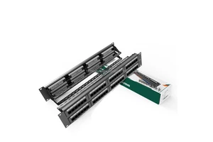 UTP Cat6 Metal FTTX Patch Panel 2U 48 Port Ethernet Support 10Gbps Transmission Black Wireless/Wired LAN Wall-Mount