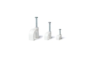 White Round Cable Clips for Wall Mounting Cables 14mm Pack of 100 PCS With Stainless Steel Nails