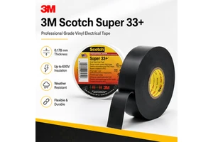 3M Scotch Super 33+ Vinyl Electrical Tape Black PVC Heat-Resistant Pressure Sensitive Resists UV Electrical Insulating Tape