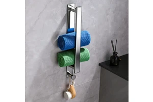 Custom 304 Stainless Steel Towel Rack No-Drill Wall Mount Brushed Towels Robes Hot Sale Self-Adhesive Towel Holder for Bathroom