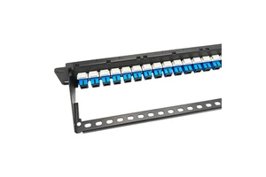 Rack Mount 1U 19 Inch 24 Ports Patch Panel with Back bar Fiber Patch Panel Full Loaded with SC/UPC Adapters