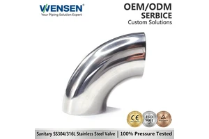 Wensen SS304/316L Stainless Steel Mirror Polished Welded 90-Degree Elbow Butt Weld Pipe Fitting