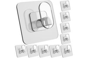 10pc Self Adhesive Transparent Hooks Wall Mounted Traceless Glue Rack Waterproof Bathroom Kitchen Towels Punch Free Storage
