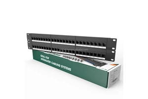 Cat5E Cat6 Colorful Modular Fiber Optic RJ45 48-Port 2U 2 Rack Mount Cable Management Bar Included