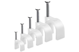 Nylon Steel Nail in Circle Ethernet 8mm Cable Clips Cord Holder Wire Management Pack of 100