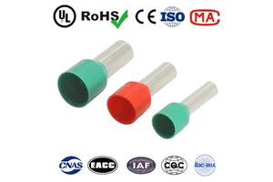 VE Series Needle Crimp SingleFerrule E Crimp Insulated Ferrule Terminal Pre-insulated Brass Copper Bootlace Cable Tube Connector