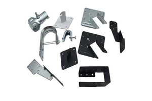 CNC Machined High Precision Laser Cut Bent Sheet Metal Fabrication Parts Black Coated Galvanized Steel Fixed Connecting Brackets