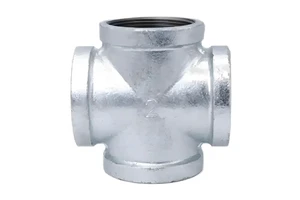 DN25*15 Galvanized Malleable Iron Cross 16KG BS NPT Thread Fire Fighting HVAC Chemical Pipe Fitting