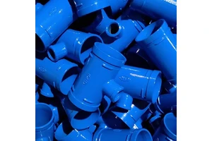 Blue Welded Steel Pipe Fittings Round Section EP PE Coated Industrial Pipeline Connectors