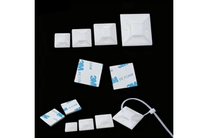 20x20mm Easy Installation Self Adhesive Nylon Cable Tie Holders Cable Management Tie Mounts Base with Screw Holes