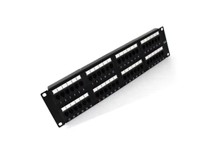 48 Port 19 Inch 2U Black 180 Degree Network Patch Panel CAT6 RJ45 Modular