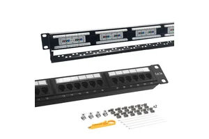 19 Inch 1U Rack Fiber Optic Patch Panel with Modular Jack RJ45 Cat6 UTP 24 Port Blank Network Patch Panel