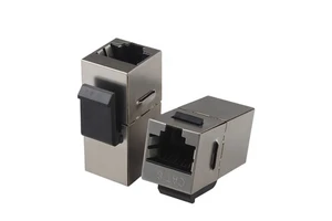 Custom FTP RJ45 Inline Coupler STP RJ45 Cat6 Copper Silver Waterproof Keystone Jack LAN Connector