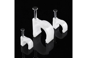 7mm Ethernet Cable Clip Clamps with Steel Nail (100 Pack) Wire Clips for Wall,Cord Management Nail Cable Clips