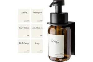 Modern Design Glass Soap Dispenser Bracket with Wall Mount, Self-Adhesive, Stainless Steel Pump Dispenser for Liquid Soap