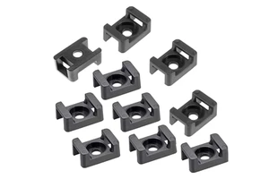 Adhesive Nylon Cable Tie Holder Hc7 Black White 94V2 Mount Base With 53mm Hole for Desk Wall Electrical Management System