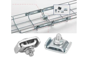 Reinforced Joint Clamp For Wire Mesh Cable Tray, End-to-End Splice Connector Fit 4mm - 6mm Dia. Basket Cable Tray