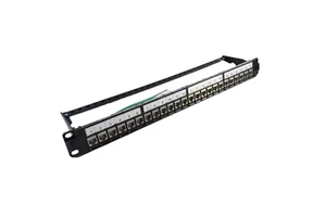 24 Port CAT6A 19Inch 1U FTP Modular Patch Panel RJ45 Zinc Alloy Toolless Keystone Jack Patch Pane for Network Cabling System