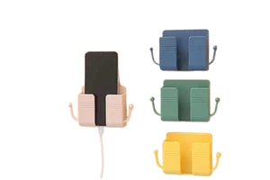 Portable Wall-mounted Mobile Phone Holder TV Remote Control Storage Box Bedside Phone Charging Bracket Rack Holder for Wall
