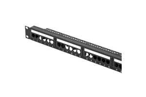 1U 24 Port 19 Inch STP Label Paper Empty Patch Panel Ethernet Patch Panel with Cable Management & Back Support Bar