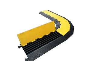 5 Channel Rubber Cable Protector Ramp-10-15mph Speed Rating Concrete Installation Portable Fixed