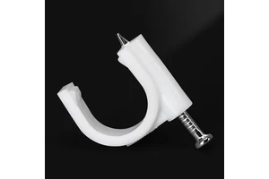 100 Pcs Pack White Plastic Circle Cable Clip with Nail 8mm