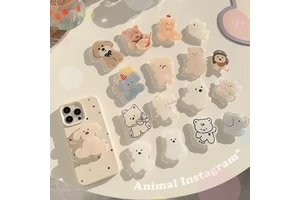 Korean Style Dog Bear Cartoon Telescopic Foldable Plastic Bracket with Adhesive Pad Mounting for for and Bathroom Use