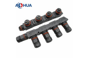 Waterproof Electrical Cable Connector 2 Pin Screw Fixing Type 1 in 2 3 4 Out Cable Connector