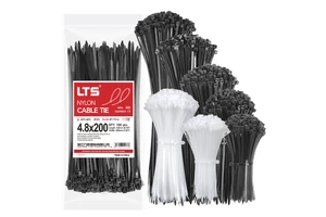 4.8mm Wide Nylon 66 Cable Ties 200mm Self-Locking Strong Bundling Straps for Electrical/Decoration/Packaging