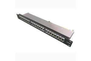 CAT6A 24 Port FTP Patch Panel 19 Inches 1u Rackmount Black