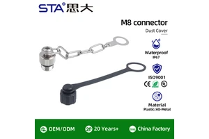 M8 Socket Connector Waterproof Dust Protection Caps IP67 IP68 Plastic Metal with Chain protection Thread Male Female Dust Cover
