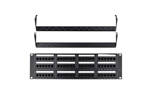 Modular Empty Patch Panel 48 Port 2U Standard 19 Inch Rack Mount Frame Support Cat6 Shielded Keystone Jack Socket Cable