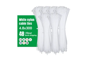 Self-Locking Nylon Cable Ties 5x300mm 4.8mm Wide High Tensile Wear-Resistant Durable Anti-Break Bundling Ties