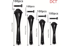 100pcs Black Cable Ties High Tensile Strength, Uv Resistant, Self-Locking for Home & Office Cord Management