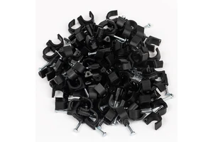 Round Flat Hook C Shape Plastic PE Cable Clips With Steel Nail Cable Staple