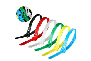 Releasable Cable Ties 8*200mm 8inch Adjustable 100 Pack Heavy Duty Wire Ties Reusable Zip Ties Colorful