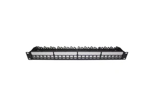 24 Port UTP Cat6 Network Patch Panel Removable Panels With Dust Covers and Adjustable Cable Management
