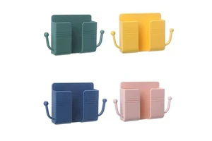 Adhesive Bracket Hook Recyclable Mobile Phone Charging Remote Control Shelf Rings Holder Non-perforated Wall Hanger for Bedroom