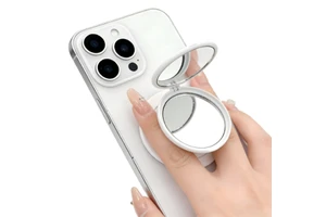 Custom Double Sided Mirror Rotation Magnetic Phone Grip Socket with Folding Stand Makeup Mirror Phone Socket for Daily