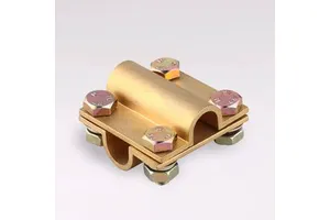 Brass Cross Flat Strap Clamp Copper Flat Belt Clip Grounding Square Conductor Cable Connector Clamp