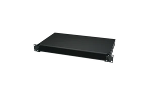 Flat Blank 19 Inch Sliding Fiber Optic Patch Panel, 1U, Black, Unloaded, Without Front Panel