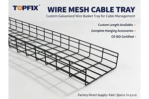TOPFIX Optimized Heat Dissipation Wire Mesh Cable Basket Tray Iso CE Certified for AI High-Density Server Cluster