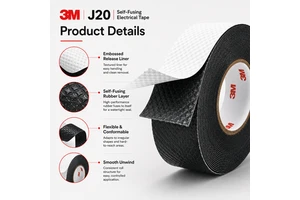 Custom 3M J20 Black PVC Tape Rubber Adhesive Vinyl Electrical PVC Tape for Cable Wrapping High Voltage Insulation