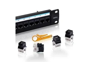 Factory Outlet 1U Loaded 24-Port Modular FTP Patch Panel 24B Cat6 Shield