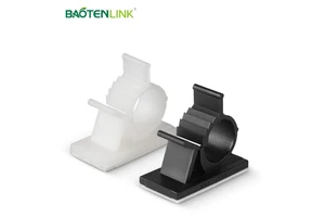 Black R Type Clips Self Adhesive Backed Nylon PA66 Adjustable Single 4mm Electric Wire Cable Clips Cord Management