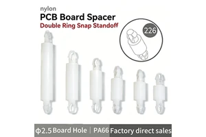 Nylon Spacer 2.5mm Hole Double Push-In PCB Standoff Snap-In Plastic Circuit Board Support PA66 UL94 Insulation White 4mm-16mm