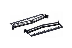 Factory Supply 19" 1U Metal RJ45 Patch Panel 24 Ports UTP UNLOADED Angular for Network Cabling System