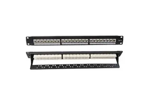 DIMAN 24-Port 1U Rack-Mounted Voice UTP Patch Panel with Bracket Cat5e/6/6A 19-Inch