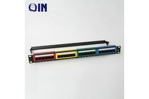 Colorful Patch Panel, 19'' 1U, Full Loaded IDC Type Patch Panel 24 Port Cat6 150v With Organizer for Network Racks
