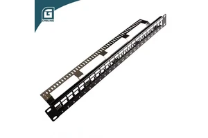 Gcabling 19 Inch RJ45 Copper Wall Rack Mount Keystone Network 24 Port 1u Cat6 Empty Blank Patch Panel Unloaded for Rack Cobinet